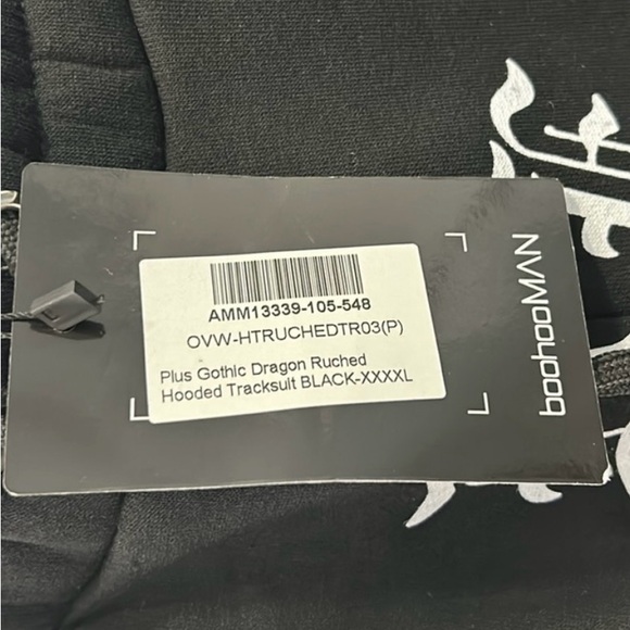 BoohooMAN Gothic Dragon Ruched Hooded Tracksuit - Picture 4 of 10